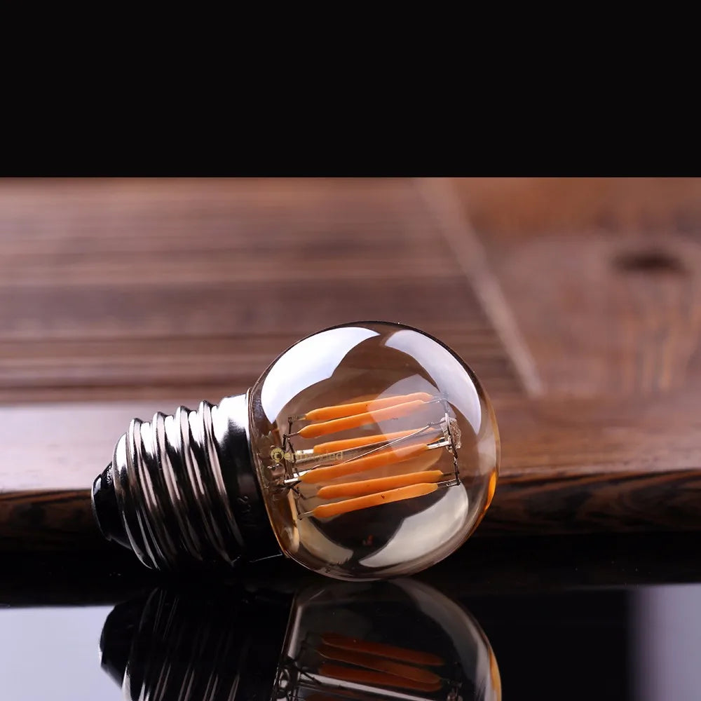 6pcs G40 E27 LED Filament Light Bulb Lamp 220V Vintage Frosted Amber Glass Ampoule Warm White String Replace Bulbs Home Decor