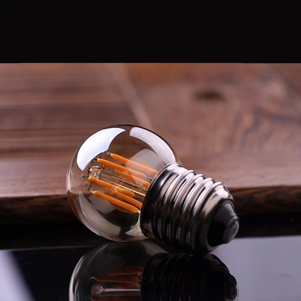 6pcs G40 E27 LED Filament Light Bulb Lamp 220V Vintage Frosted Amber Glass Ampoule Warm White String Replace Bulbs Home Decor