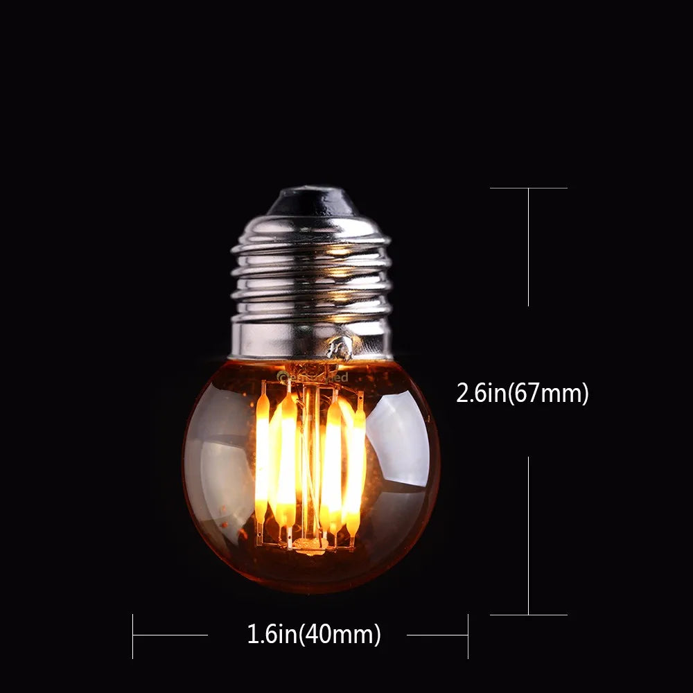 6pcs G40 E27 LED Filament Light Bulb Lamp 220V Vintage Frosted Amber Glass Ampoule Warm White String Replace Bulbs Home Decor