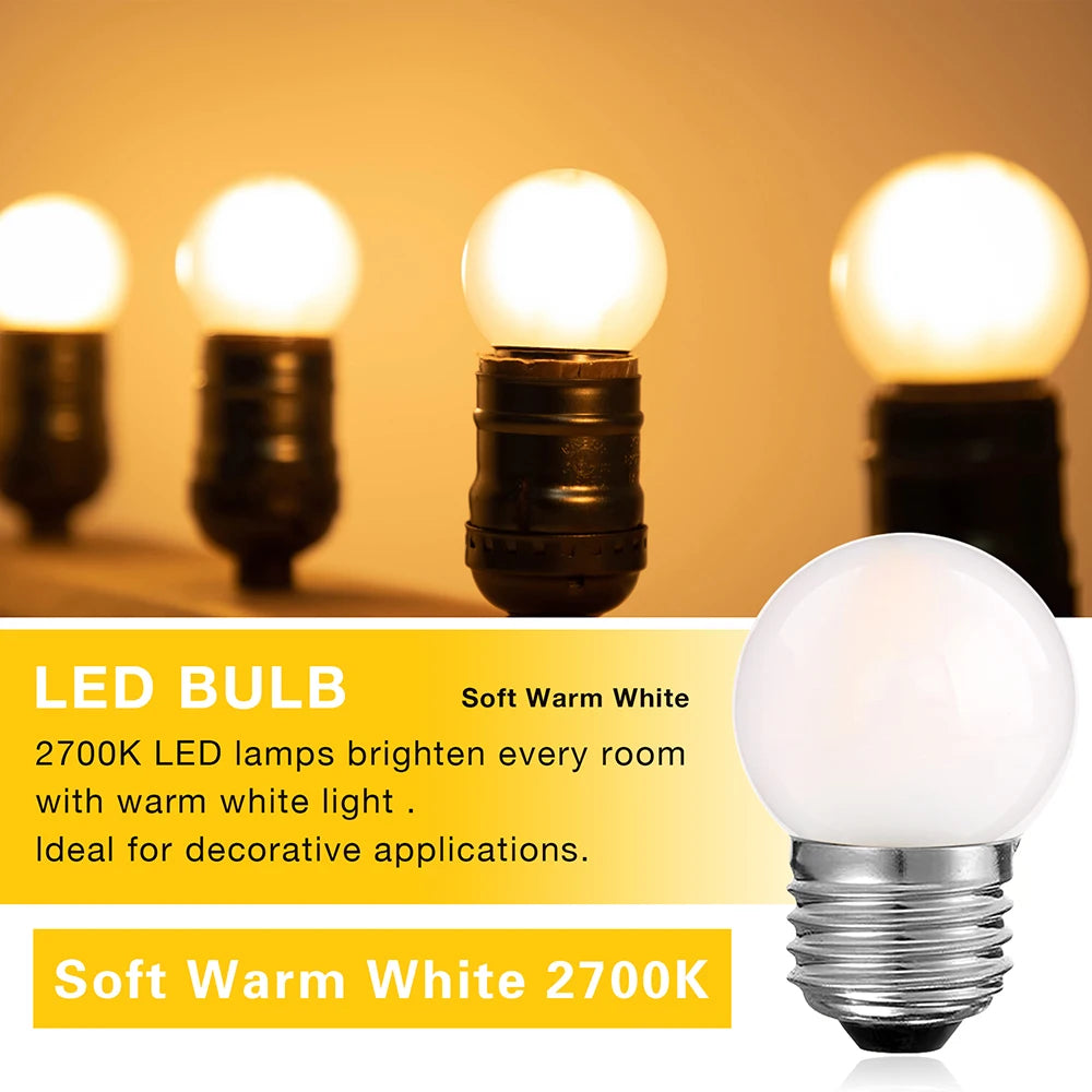 6pcs G40 E27 LED Filament Light Bulb Lamp 220V Vintage Frosted Amber Glass Ampoule Warm White String Replace Bulbs Home Decor