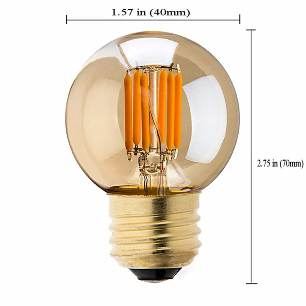 6pcs G40 E27 LED Filament Light Bulb Lamp 220V Vintage Frosted Amber Glass Ampoule Warm White String Replace Bulbs Home Decor