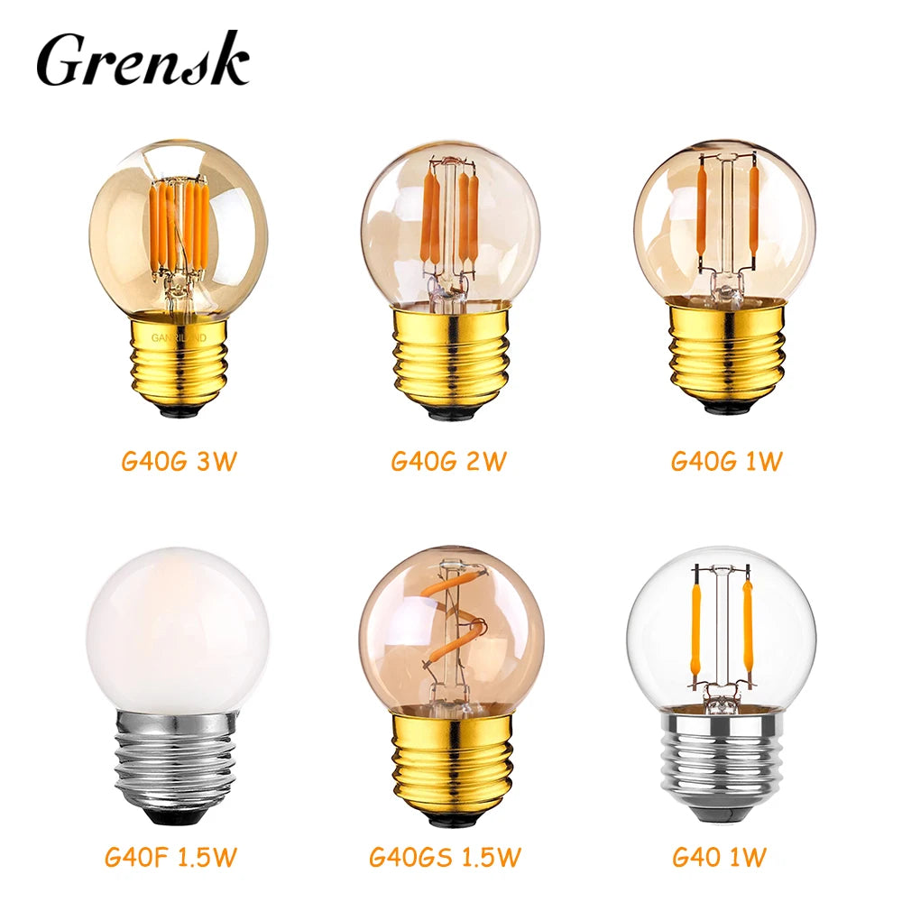 6pcs G40 E27 LED Filament Light Bulb Lamp 220V Vintage Frosted Amber Glass Ampoule Warm White String Replace Bulbs Home Decor