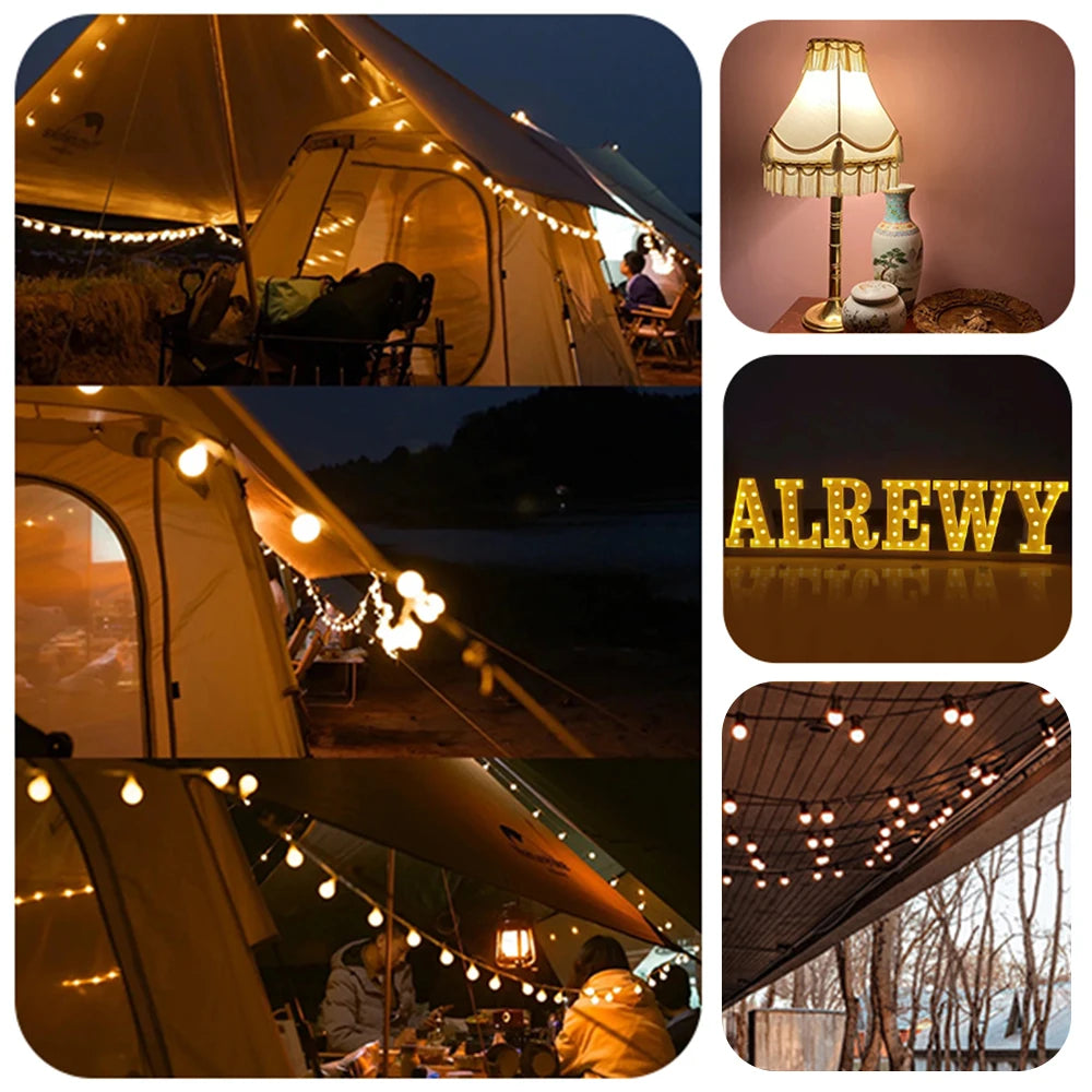 6pcs G40 E27 LED Filament Light Bulb Lamp 220V Vintage Frosted Amber Glass Ampoule Warm White String Replace Bulbs Home Decor