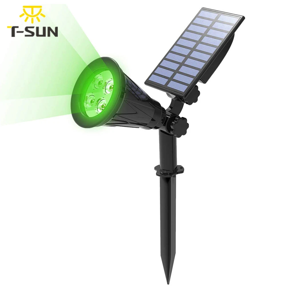 T-SUN 1/2/4 Packs Green Led Solar Lights Solar Spotlight Waterproof Solar Wall Light Solar Garden Light Solar Lamp Outdoot