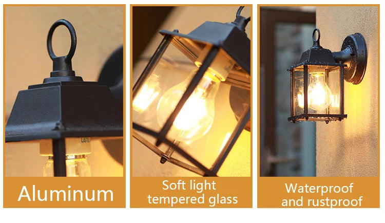 Retro Outdoor Wall Light Villa Garden Porch Wall Waterproof Lighting Courtyard Corridor Aisel Balcony Vintage E27 Fixtures