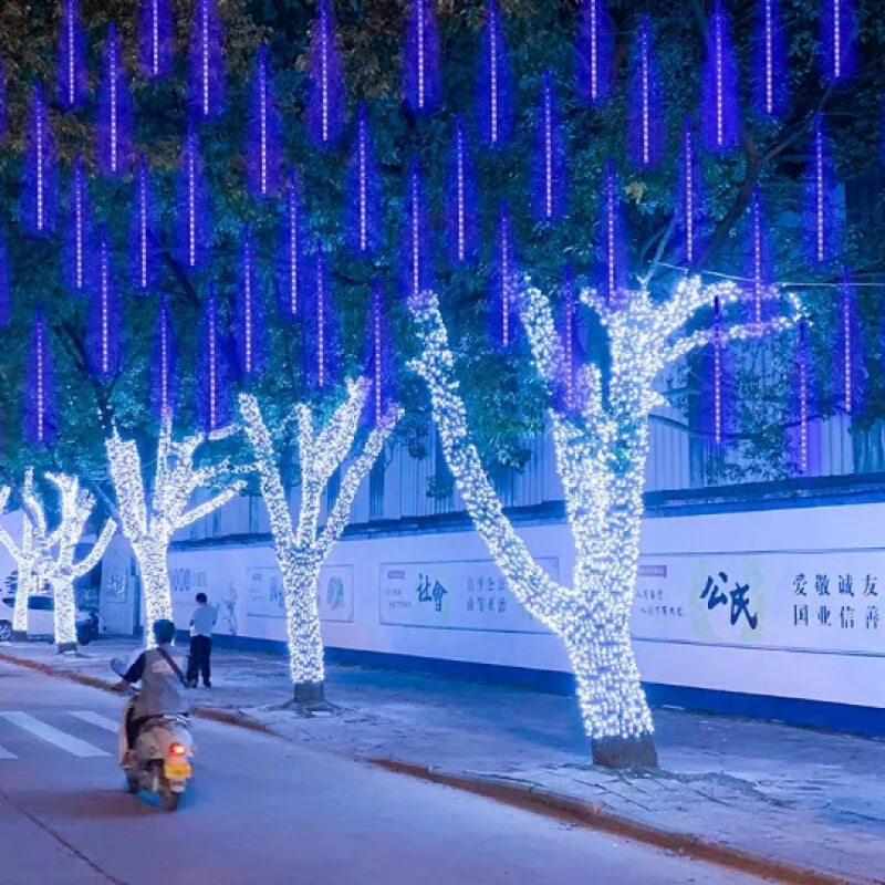 LED Meteor Shower Rain Lights Waterproof Falling Raindrop Fairy String Light for Christmas Holiday Party Patio Decor 30/50CM