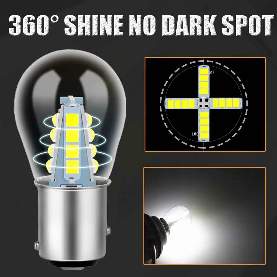 8/16 3030 chips led P21 5W bay15d car light S25 1157 auto vehicle reverse turning signal bulb lamp DRL white 6000K 12v 24v