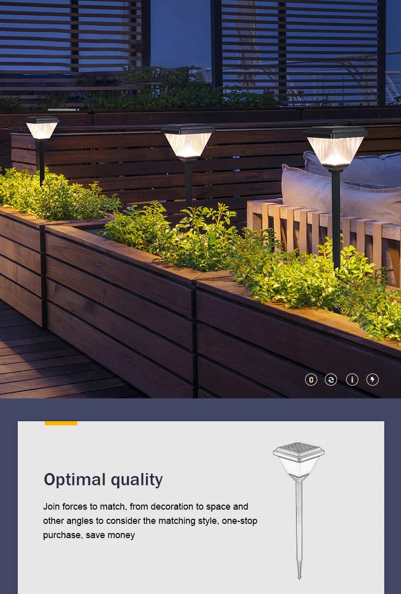 LED Solar Lamp Outdoor waterproof Torch Lights Solar Pathway Landscape Light Solar Lawn Lamp For Yard Patio Garden Decor