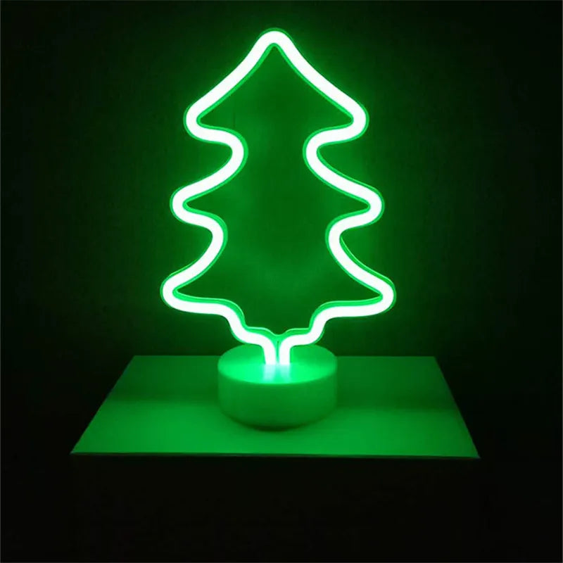 Flamingo Led Neon Light Coconut Tree Cactus Heart Shape Lamp Stand Colorful Home Room Decoration Christmas Night light