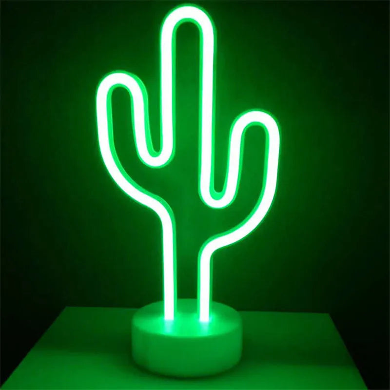 Flamingo Led Neon Light Coconut Tree Cactus Heart Shape Lamp Stand Colorful Home Room Decoration Christmas Night light