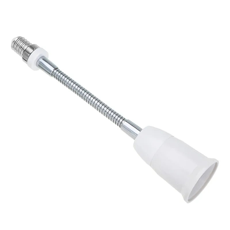 1pcs AC250V E14 to E27 Flexible Extend Bulb Base Lamp Extension Adapter Screw Holder Socket Converter 18CM White