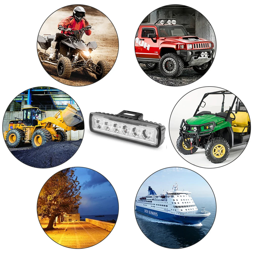 Single row led light bar 12V 18W Work Light atv Offroad led Bar Lights for trucks Tractor Auto Light Bulb spot metal bracket