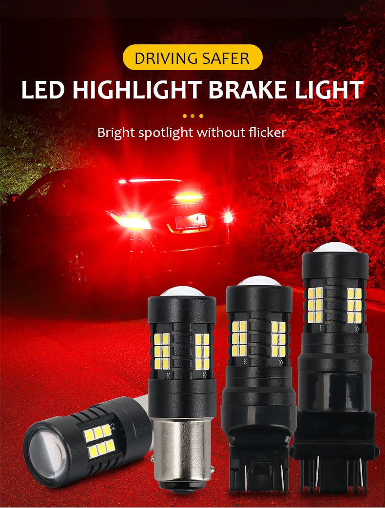 2pcs Canbus 1156 BA15S 1157 BAY15D T20 7443 3157 Car Led Bulb Front Rear Turn Signal DRL Brake Lamp Auto 12V 24V White Red Amber