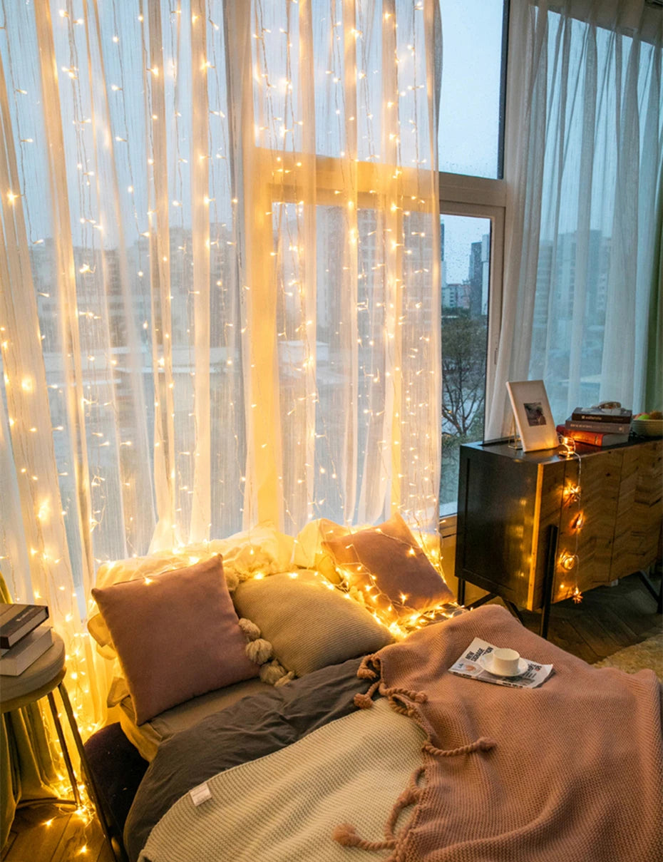 Outdoor Led Curtain Lights String Waterproof Icicle Light Garland On The Window Garden Lamp Fairy Light Christmas New Year Decor