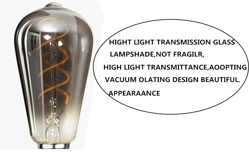 LED ST64 Smoky Gray E27 4W 6W 220V 110V Dimmable 2700K Warm GSpiral Filament Bulb Retro Vintage Decorative Lighting Edison Lamp