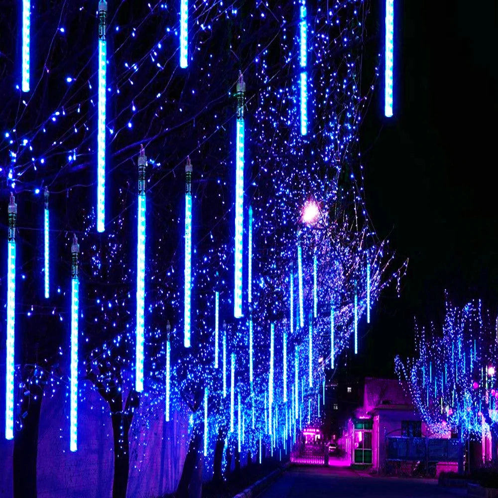 LED Meteor Shower Rain Lights Waterproof Falling Raindrop Fairy String Light for Christmas Holiday Party Patio Decor 30/50CM