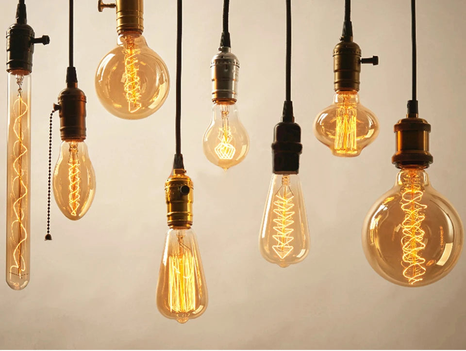 Dimmable Retro Edison Light Bulb E27 AC 220V 110V 40W Vintage Industrial Decor Filament Bulb Lamps A19 ST64 T10 T45 G80 G95 G125