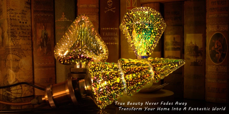 3D Decoration LED Bulb E27 6W 110V 220V Vintage Edison Light Bulb Star Fireworks Lamp Holiday Night Light Novelty Christmas Tree