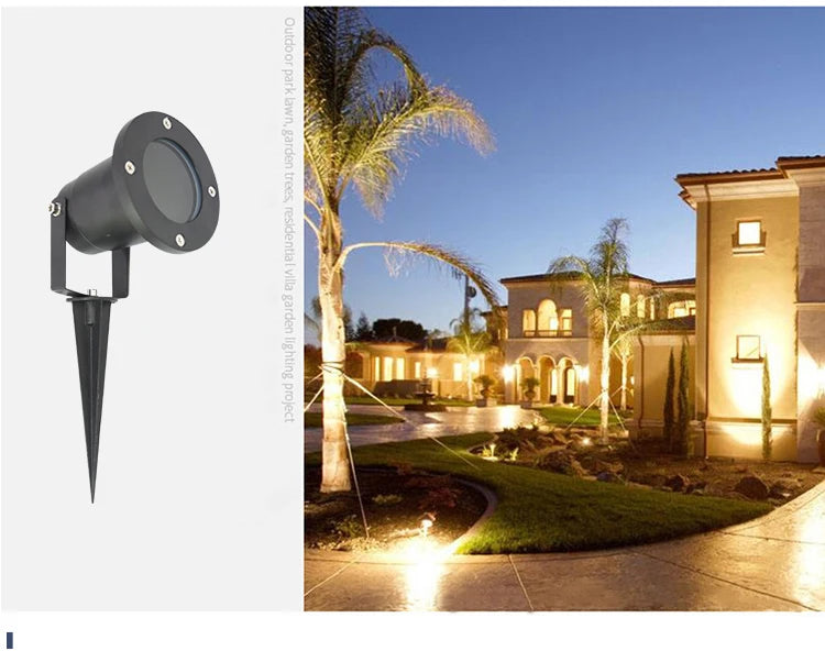 IP65 Outdoor Garden GU10 Mr16 220V 110V LED Lawn Spike Light Pond Path Landscape Spot Light Bulbs