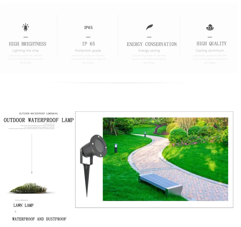IP65 Outdoor Garden GU10 Mr16 220V 110V LED Lawn Spike Light Pond Path Landscape Spot Light Bulbs