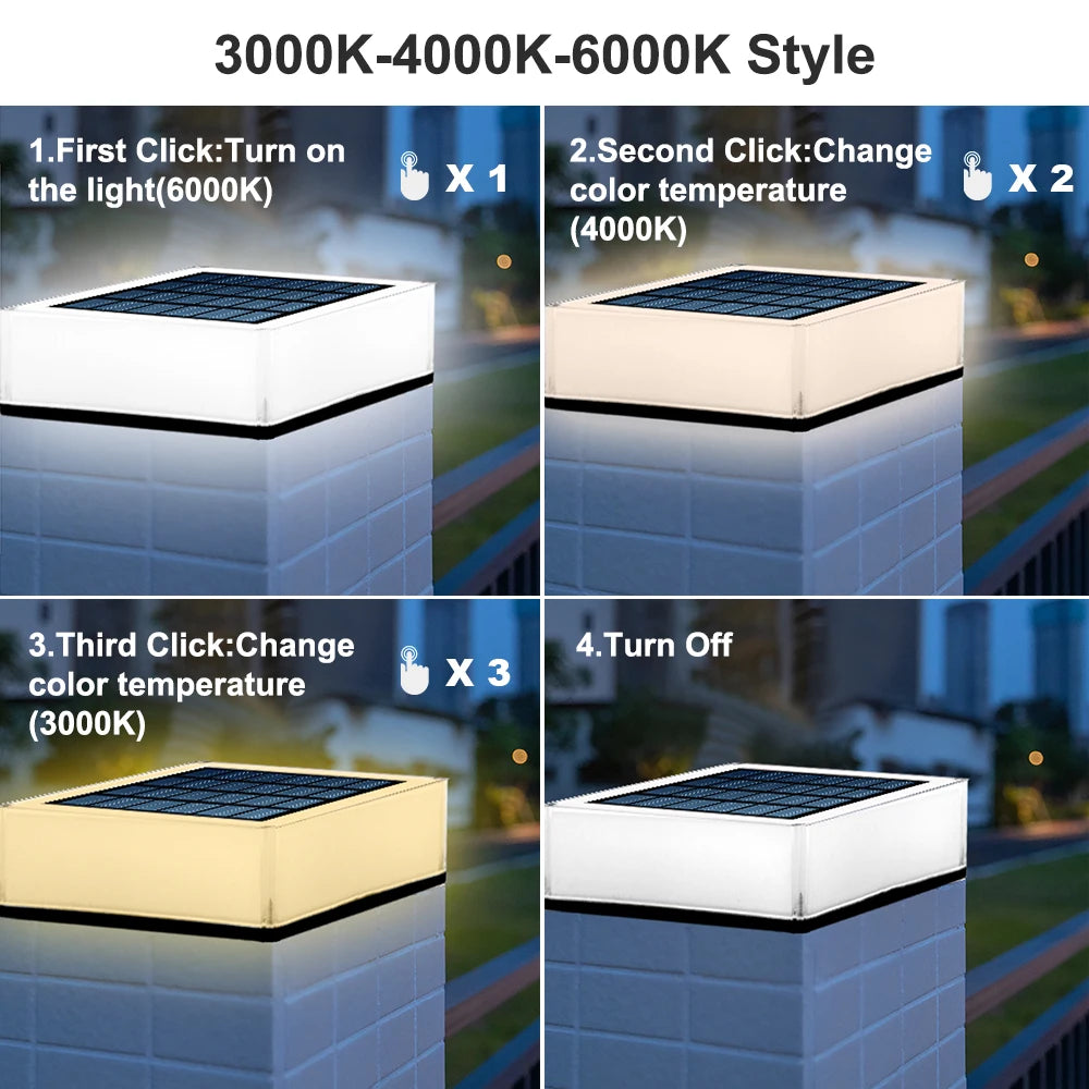 LED Solar Pillar Light Outdoor Garden Column Head Night Light for Courtyard Cottage Waterproof Solar Lamp Landscape Decoration