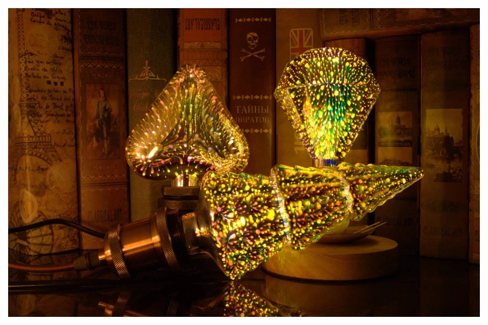 3D Decoration LED Bulb E27 6W 110V 220V Vintage Edison Light Bulb Star Fireworks Lamp Holiday Night Light Novelty Christmas Tree