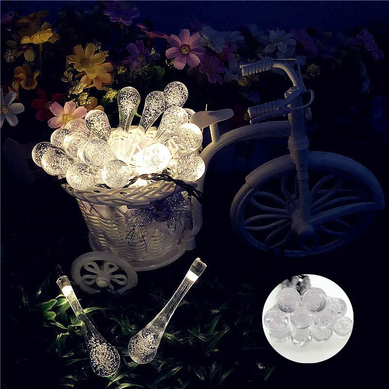 Water droplets Solar String Lights led Waterproof Outdoor Decoration garland Fariy Lights Christmas Wedding party Garden