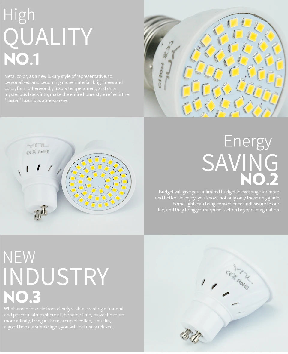 10Pcs/Lot GU10 MR16 LED Bulb E27 E14 LED Lamp AC 220V 240V 48 60 80 LEDs Spotlight Bulb Indoor Bombillas Lampada LED Spot light