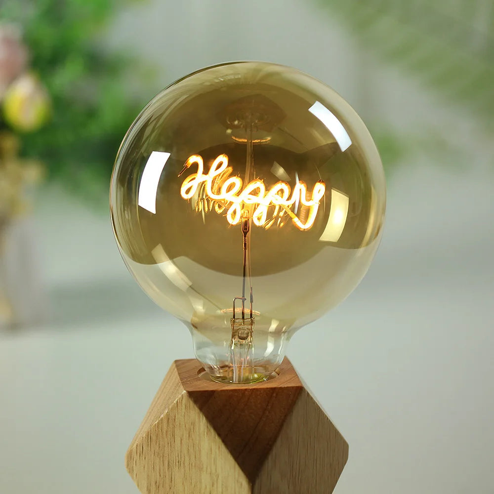 TIANFAN Led Bulbs Vintage Light Bulb Big Globe Alphabet Filament 4W Dimmable 110V 220V Edison Bulb Decorative Light Bulb