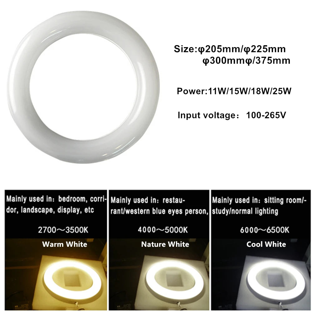 T9 LED Circular Tubes 205mm 375mm G10Q LED Circle lamp 4pins 225mm LED Round Tubo Fluorescent lamps replace leds