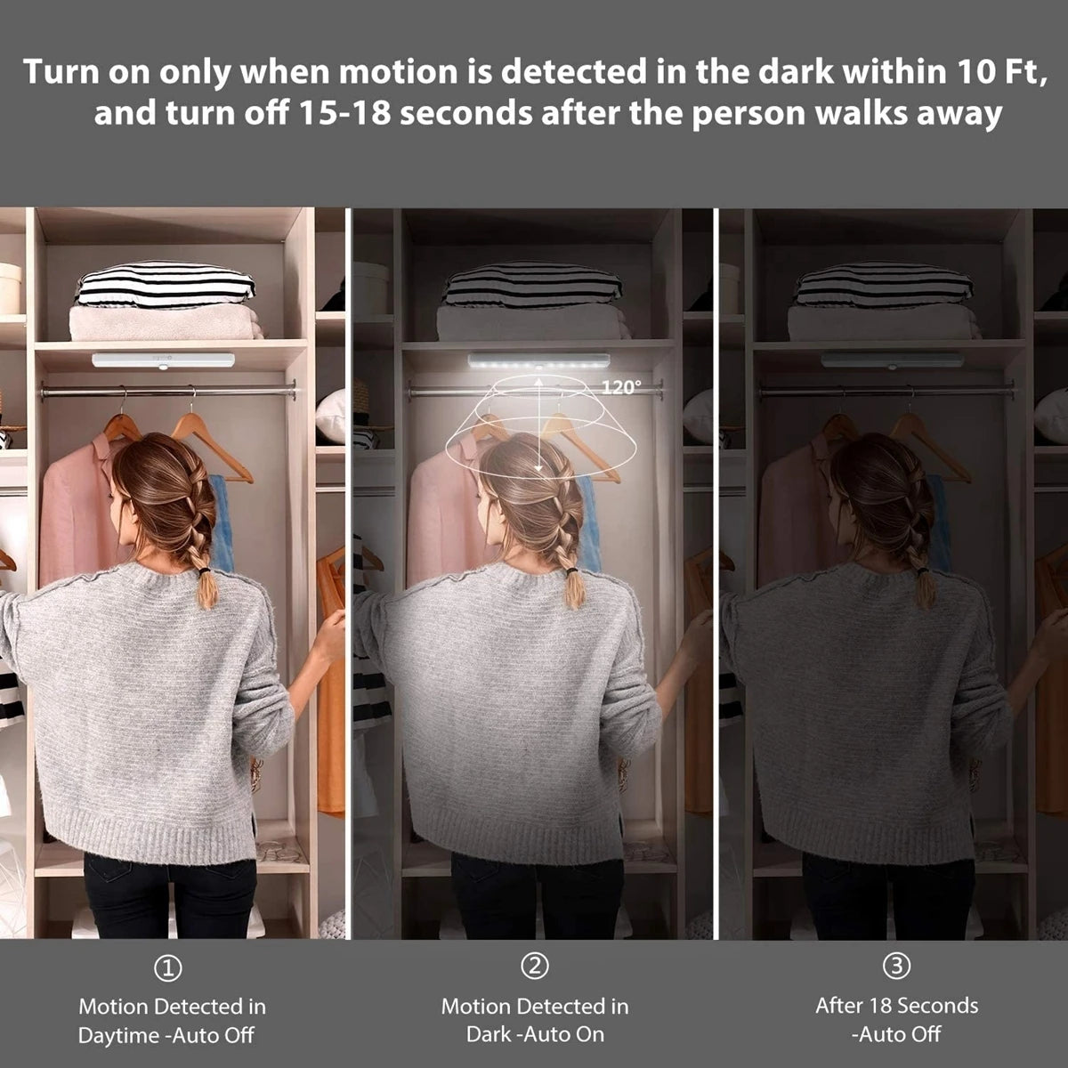 6/10 LED Induction Under Cabinet Light Motion Sensor Closet Night Lamp Battery Powered Magnetic Strip Light For Kitchen Wardrobe