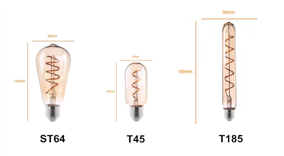 Retro Edison E27 E14 LED Light Bulb 220V Diamond Love ST64 A60 G80 G95 G125 T185 Vintage Glass Bulb Lamp For Home Decor Lighting