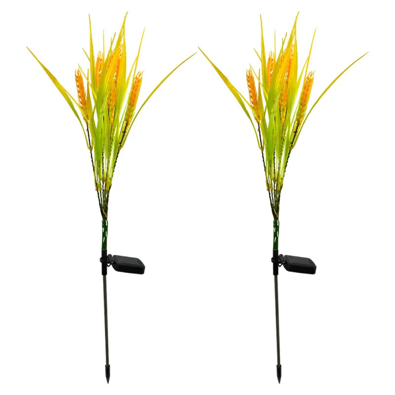 2pcs Outdoor LED Solar Wheat Ear Lamp Outdoor Waterproof Garden Decoration Courtyard Lamp Fairy Simulation Lawn Christmas Lamp