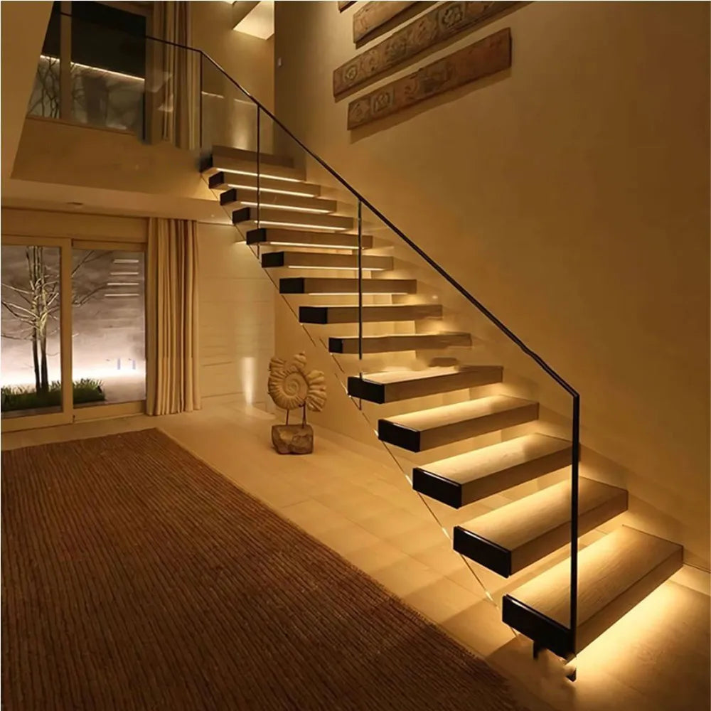 Stair PIR Motion Sensor LED Strip 12V SMD 5050 Lamp Tape + 32 Channels Staircase Step Controller + Power Supply + Connect Wire