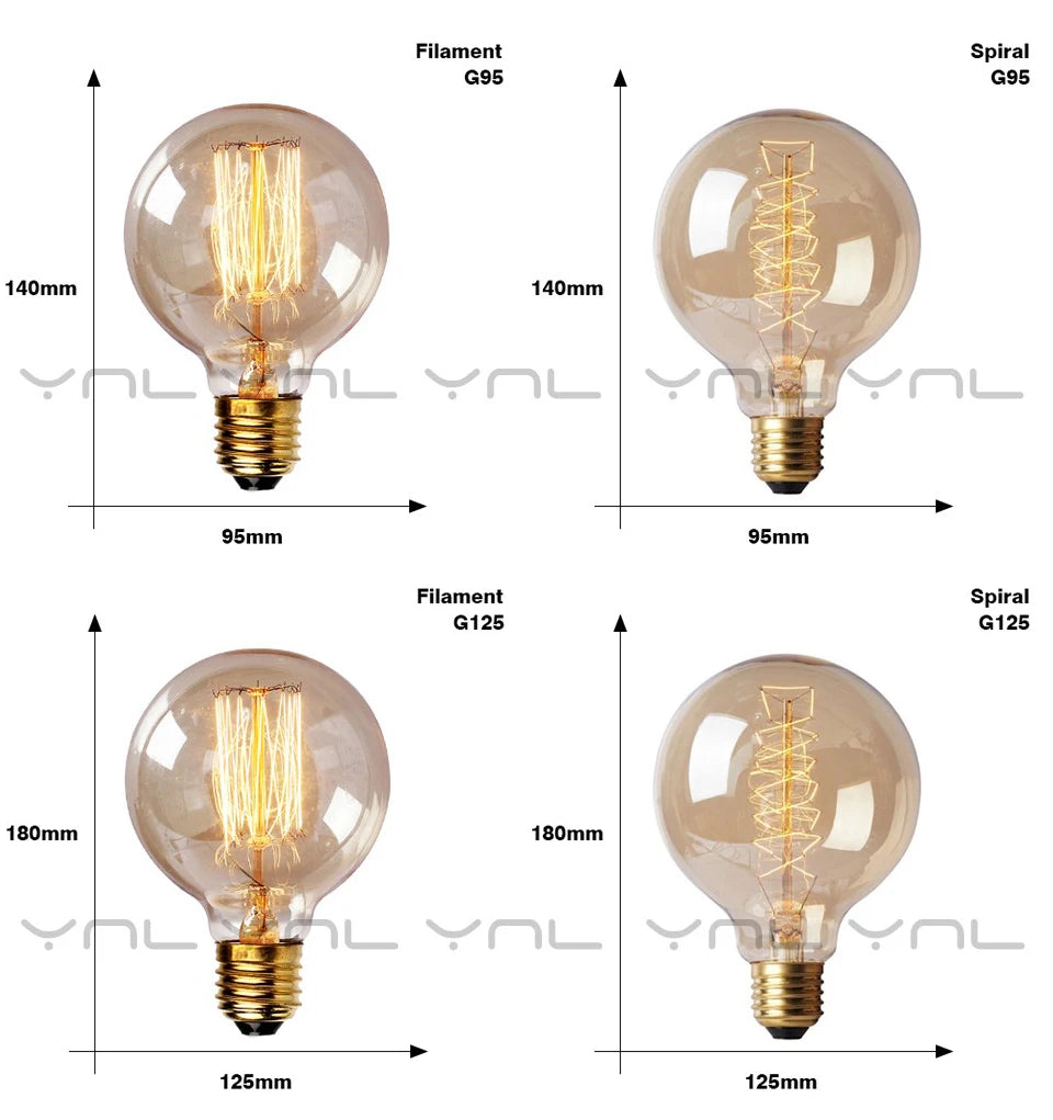 Dimmable Retro Edison Bulb E27 AC 220V 110V 40W Vintage Restaurant Industrial For Decor Indoor Lighting Bulb ST64 G80 G95 G125