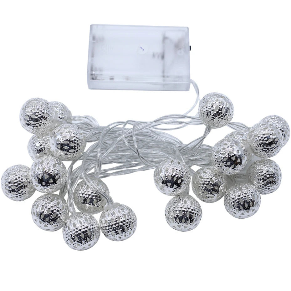 Led Light String Battery USB Power Hollow-out Moroccan Balls Garland Fairy Lights Wedding Party Christmas Decoration Lamp