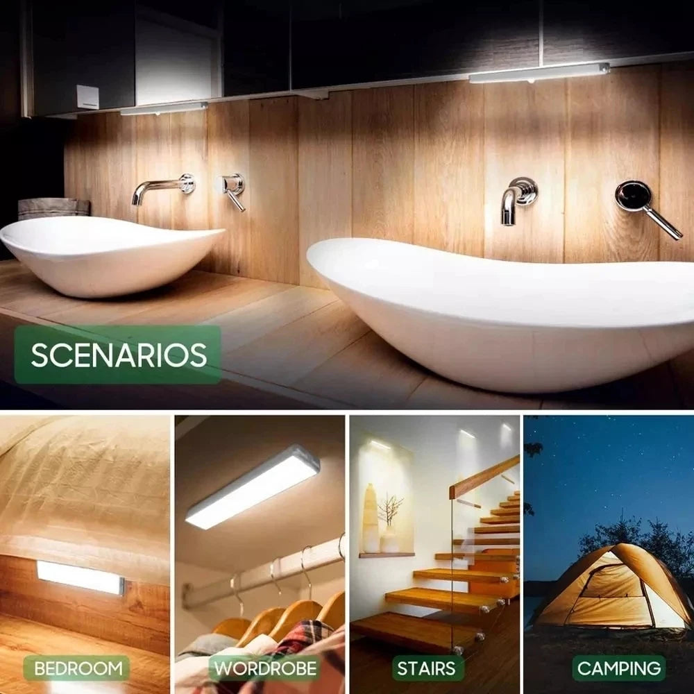 6/10 LED Induction Under Cabinet Light Motion Sensor Closet Night Lamp Battery Powered Magnetic Strip Light For Kitchen Wardrobe