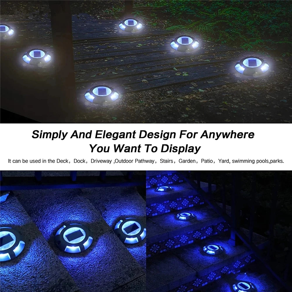 LED Solar Floor Light IP68 Outdoor Waterproof Roadside Aisle Indicator Lamp Garden Stairs Deck Lights