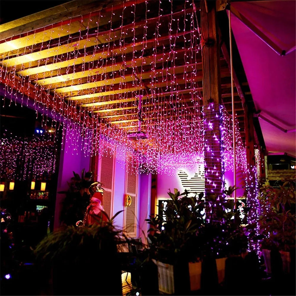 Christmas Lights Waterfall Outdoor Decoration 5M Droop 0.4-0.6m Led Lights Curtain String Lights Party Ggarden Eaves Decoration