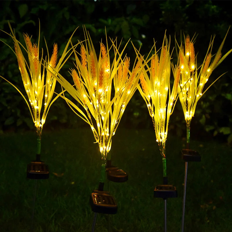 2pcs Outdoor LED Solar Wheat Ear Lamp Outdoor Waterproof Garden Decoration Courtyard Lamp Fairy Simulation Lawn Christmas Lamp