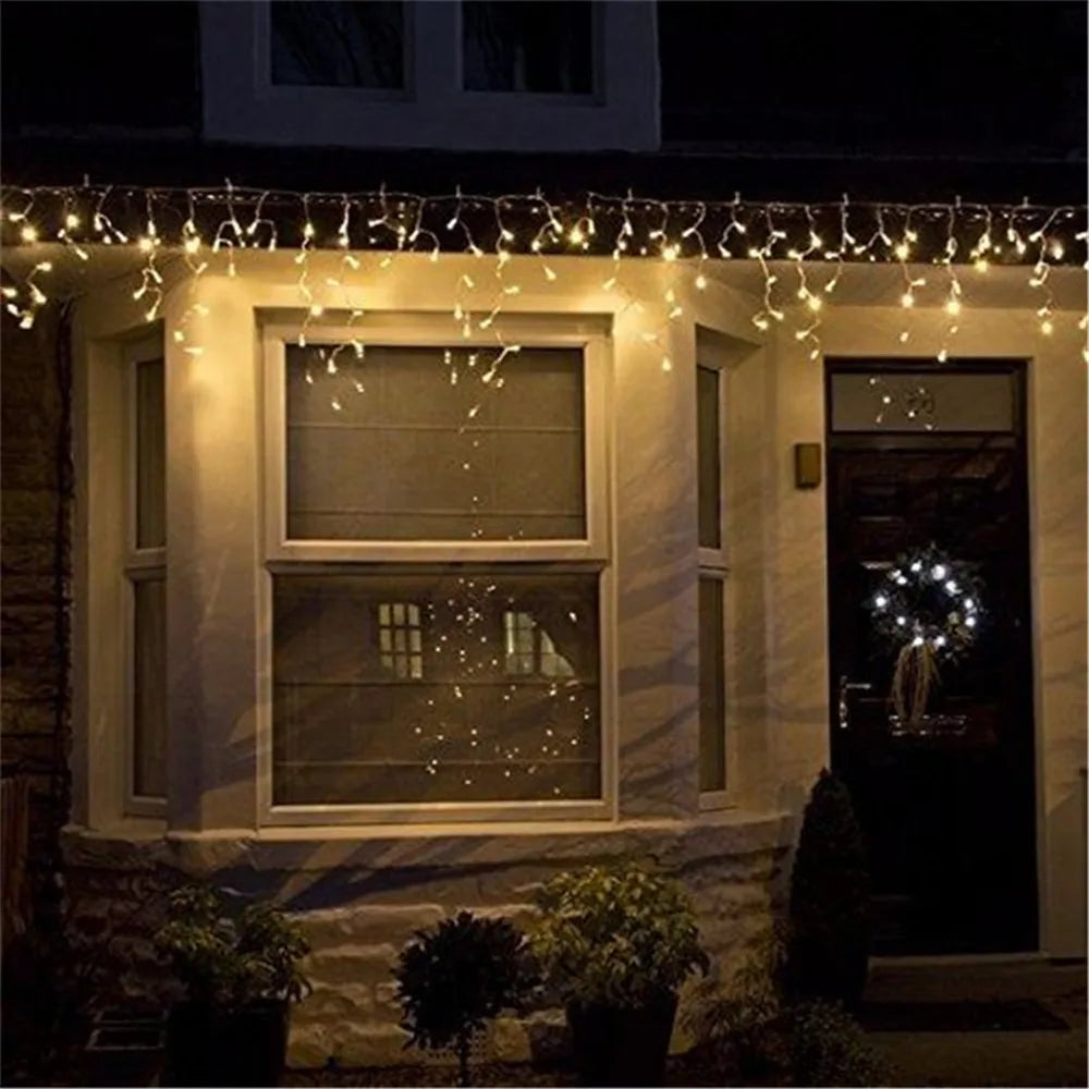 Christmas Lights Waterfall Outdoor Decoration 5M Droop 0.4-0.6m Led Lights Curtain String Lights Party Ggarden Eaves Decoration