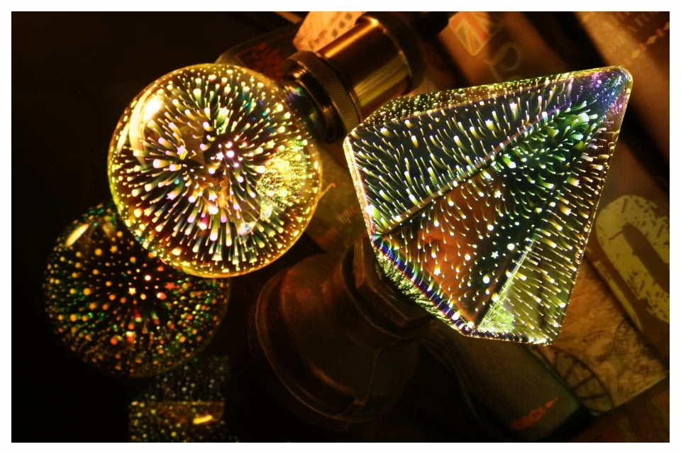 3D Decoration LED Bulb E27 6W 110V 220V Vintage Edison Light Bulb Star Fireworks Lamp Holiday Night Light Novelty Christmas Tree