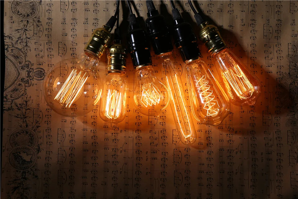 6pcs/lot Retro Edison Bulb C35 T45 ST64 G80 G95 A60 Filament Light 40W E27 Vintage Ampoule Incandescent Lamp Decorative Lights
