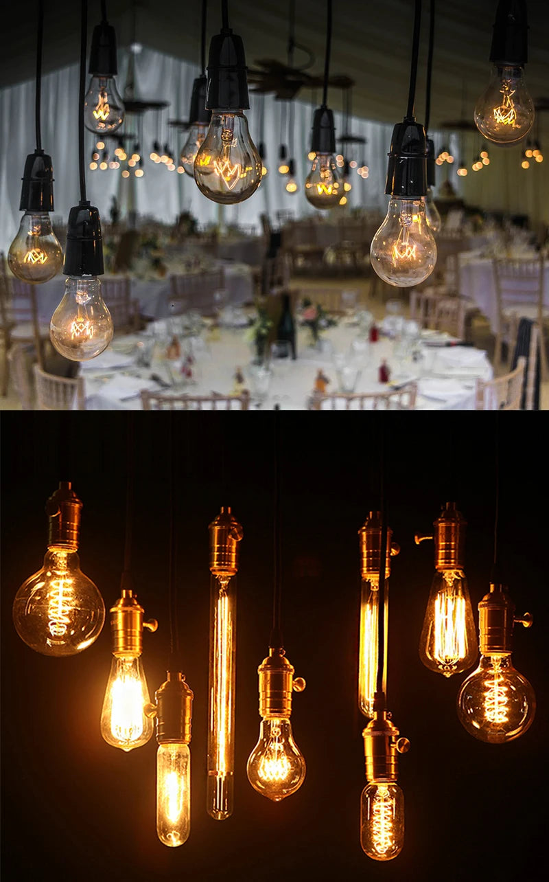 Retro Edison Light Bulb E27 110V 220V 40W ST64 A19 T45 G80 G95 Dimmable Ampoule Vintage Filament For Home Lamp Bulb