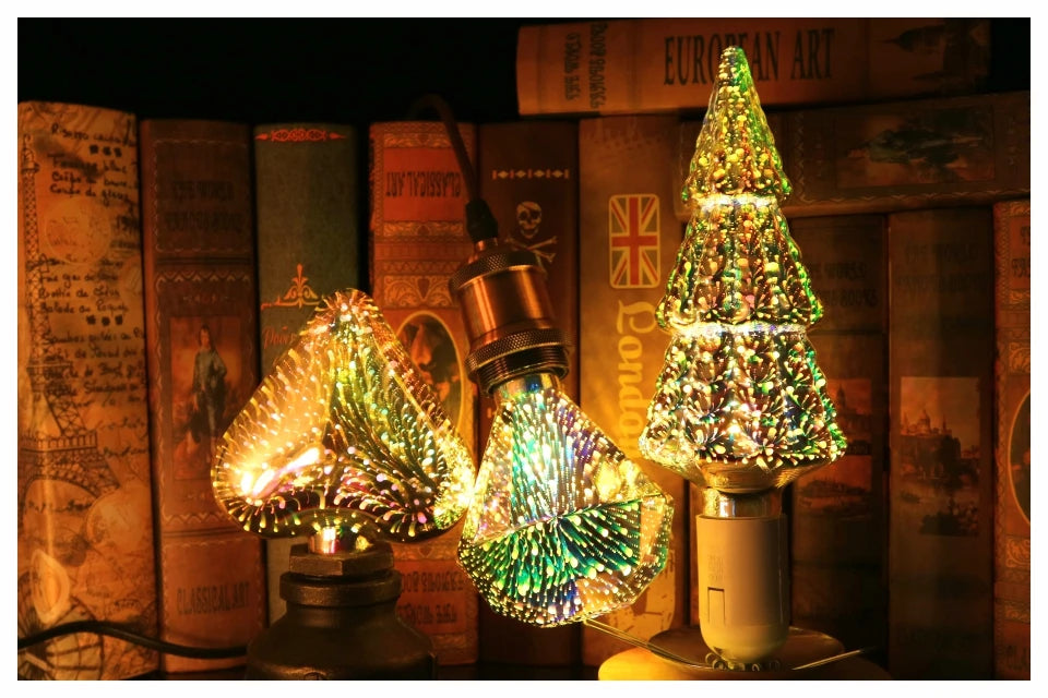 3D Decoration LED Bulb E27 6W 110V 220V Vintage Edison Light Bulb Star Fireworks Lamp Holiday Night Light Novelty Christmas Tree