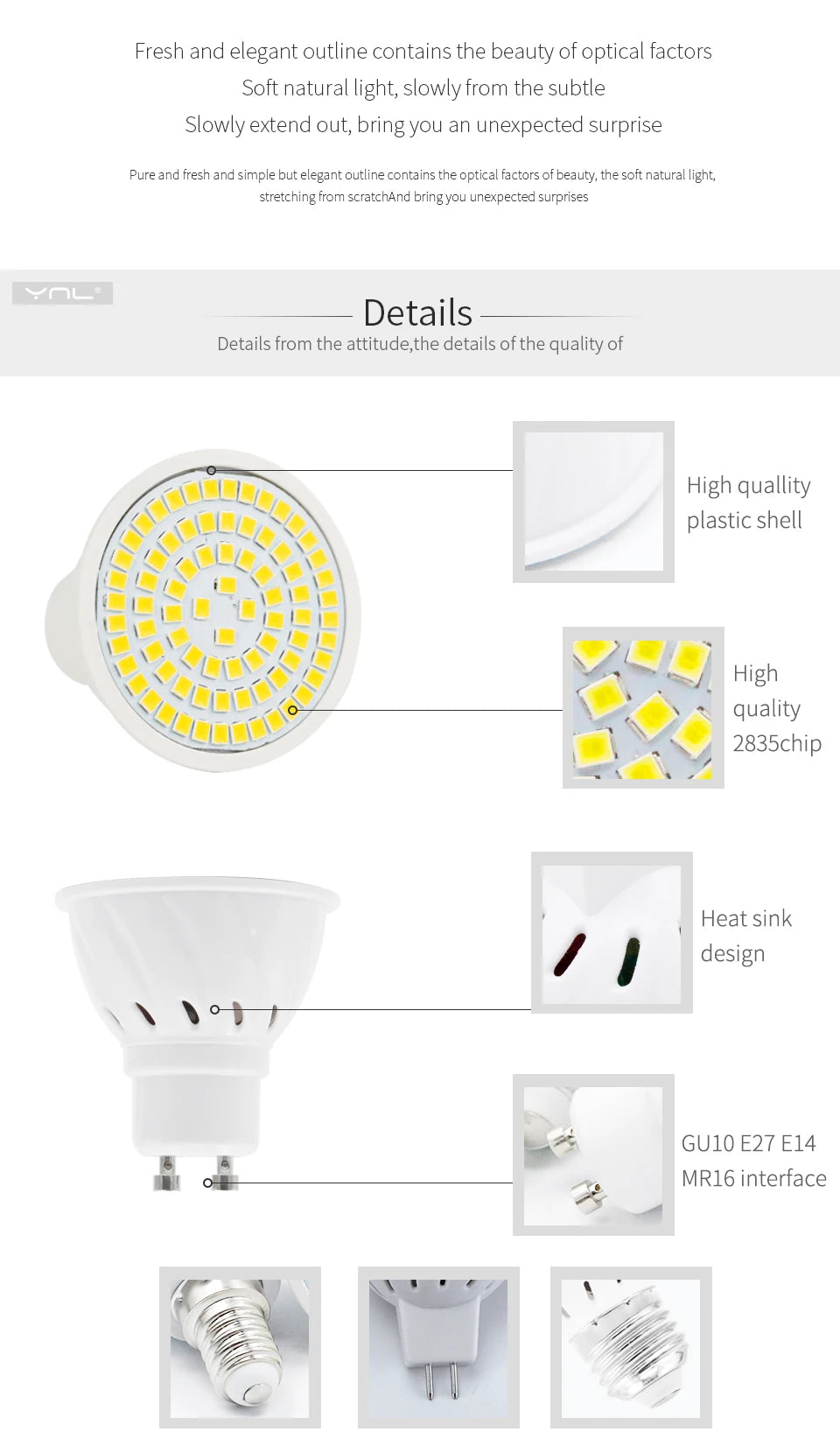 10Pcs/Lot GU10 MR16 LED Bulb E27 E14 LED Lamp AC 220V 240V 48 60 80 LEDs Spotlight Bulb Indoor Bombillas Lampada LED Spot light