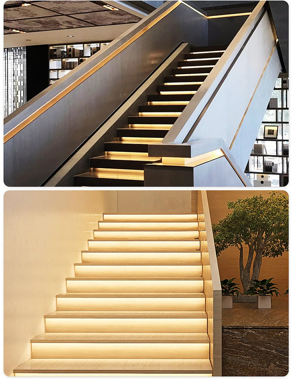 Stair PIR Motion Sensor LED Strip 12V SMD 5050 Lamp Tape + 32 Channels Staircase Step Controller + Power Supply + Connect Wire