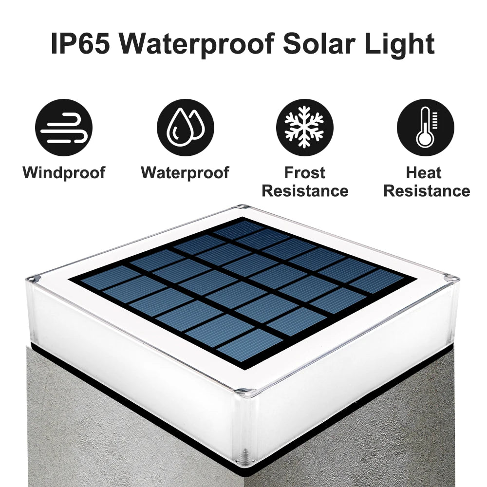 LED Solar Pillar Light Outdoor Garden Column Head Night Light for Courtyard Cottage Waterproof Solar Lamp Landscape Decoration