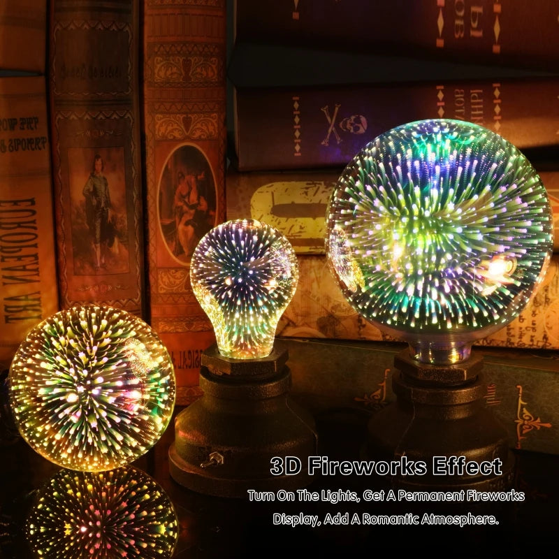 3D Decoration LED Bulb E27 6W 110V 220V Vintage Edison Light Bulb Star Fireworks Lamp Holiday Night Light Novelty Christmas Tree