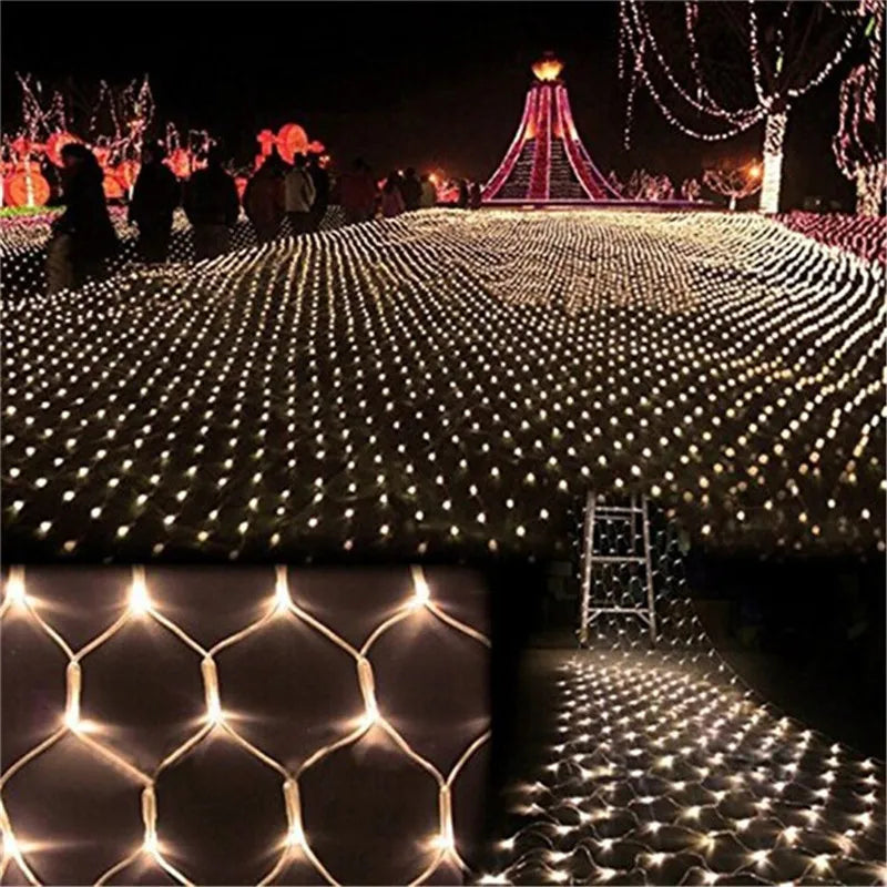 2x3M EU or US Plug LED Net Mesh Fairy String Light Garland Window Curtain Christmas Fairy Light Wedding Party Holiday Decoration